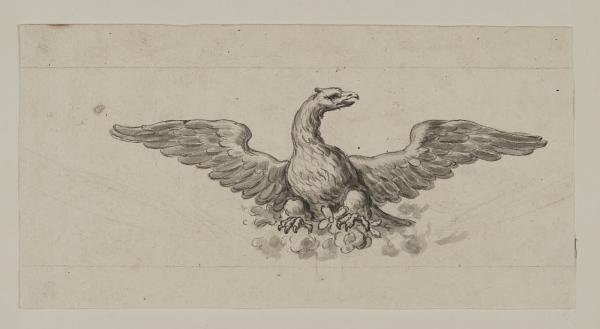 Aquila ad ali spiegate su un festone