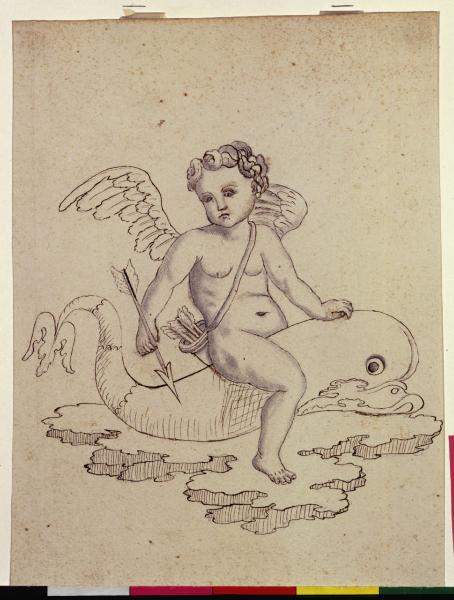 Amorino in groppa ad un delfino