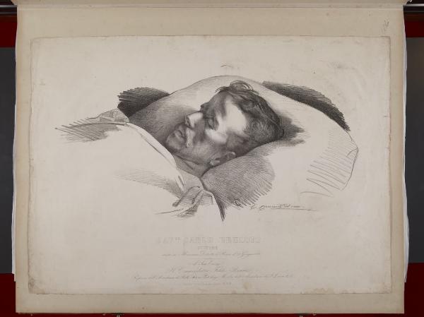 Il pittore Carlo Bruloff sul letto di morte