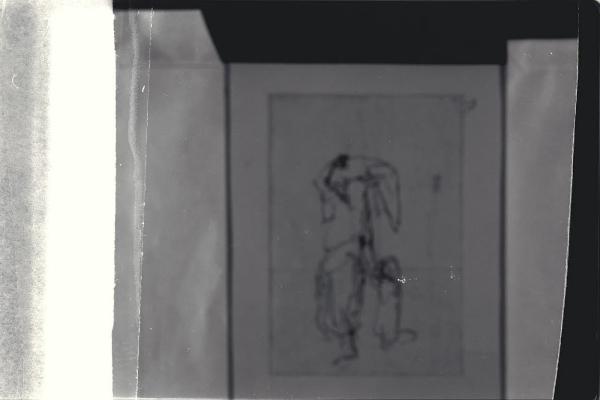 Abbozzo di donna con fardello e bambino