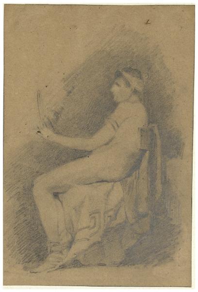 Studio di una figura d'uomo seduto per un quadro di storia romana