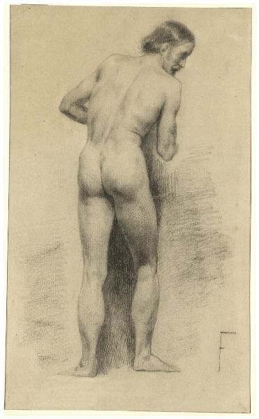 Studio di nudo maschile visto posteriormente