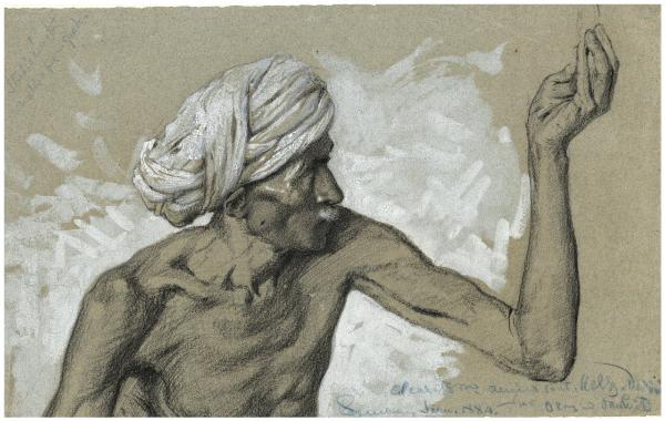 Studio a mezza figura di uomo orientale