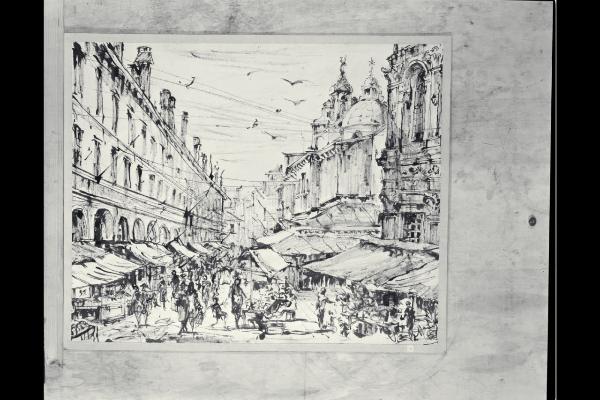 Strada con mercato