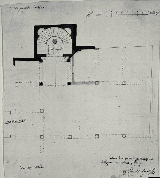 Pianta di una scala in Casa Vittadini a Milano (già Contrada della Passarella 495)