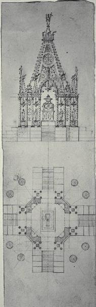 Pianta e prospetto di un catafalco