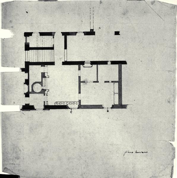 Pianta del piano terreno del primo progetto della Villa Casnati a Casnate