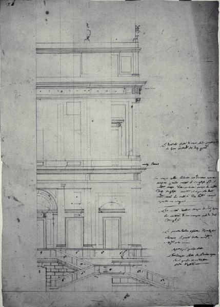 Prospetto dello scalone esterno della Villa Arciducale (Reale) a Monza