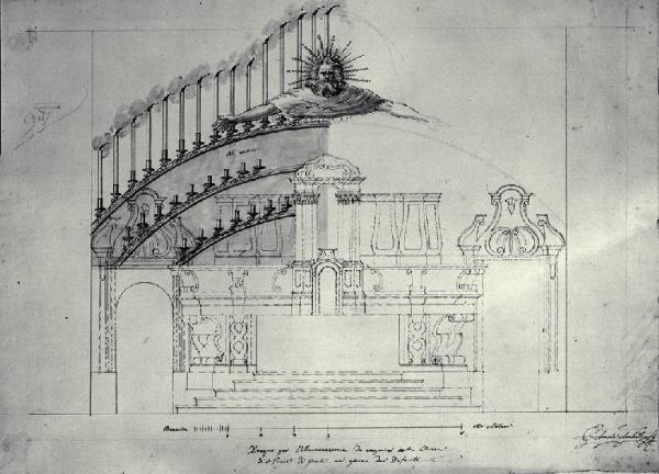 Prospetto dell'apparato per l'altare maggiore della chiesa di S. Francesco di Paola a Milano per la solennità dei defunti