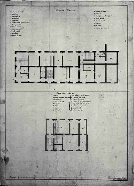 Pianta del primo e del secondo piano del primo progetto della Villa Casnati a Casnate