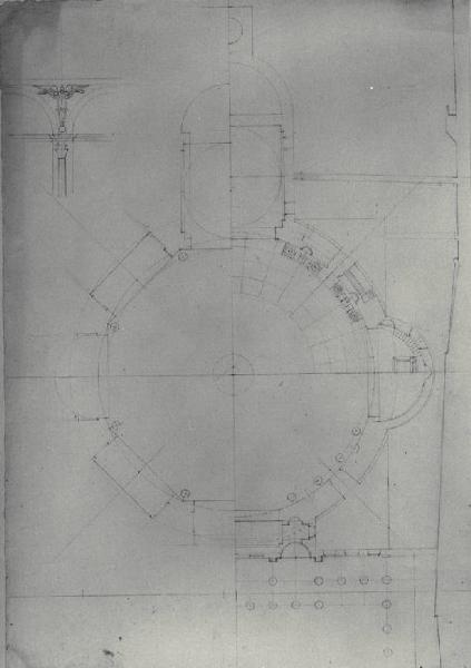 Piante della chiesa di S. Carlo a Milano e particolare della decorazione interna