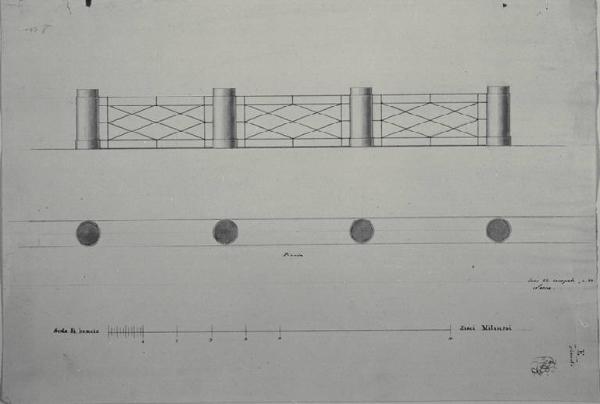 Pianta e prospetto di balaustra per Palazzo Archinto a Milano (?)