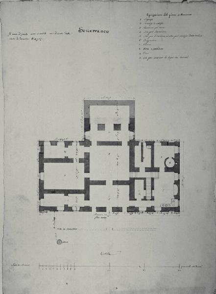 Pianta del piano sotterraneo della Villa Casnati a Casnate