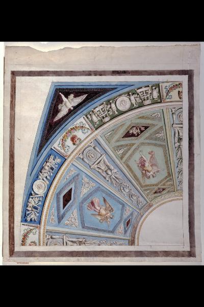 Particolare della decorazione del soffitto a volta di teatro