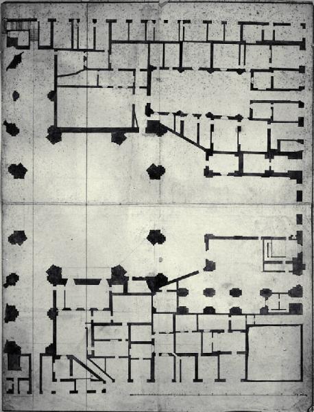 Pianta parziale del Duomo di Pavia e degli edifici circostanti