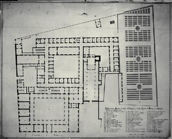 Pianta del piano inferiore del Palazzo di Brera a Milano