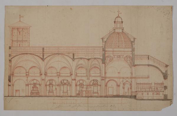 Spaccato longitudinale della Basilica di Sant'Ambrogio a Milano