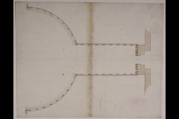 Apparati effimeri per Margherita d'Austria: arco alla porta della città, pianta