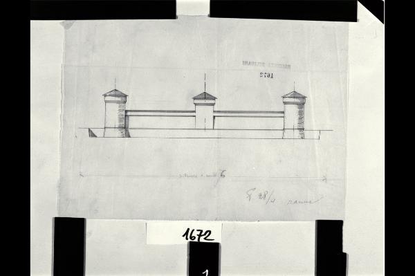 Disegno schematico della fronte del Castello Sforzesco di Milano