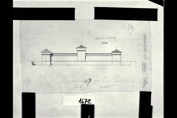 Disegno schematico della fronte del Castello Sforzesco di Milano