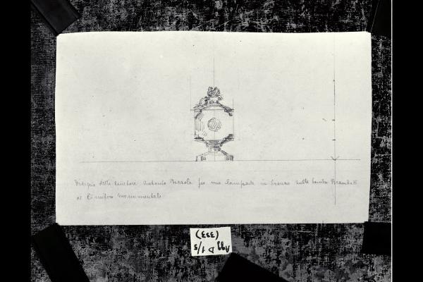 Studio per una lampada in bronzo nella tomba Brambati al Cimitero Monumentale