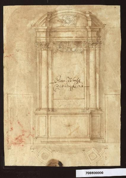 Pianta e prospetto dell'altare di palazzo Talenti a Lucca