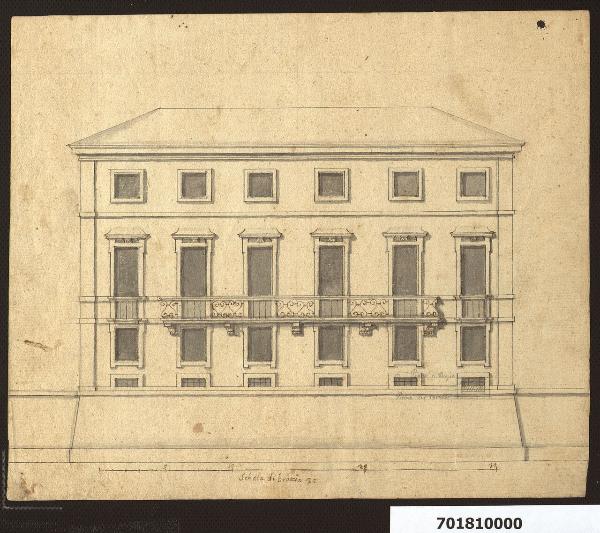 Progetto del prospetto laterale per la Villa Sardini a Pieve Santo Stefano