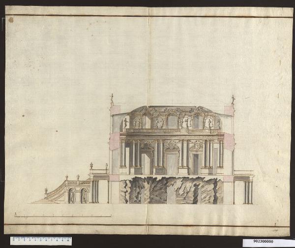 Sezione della villa di delizie Liechtenstein a Rossau presso Vienna