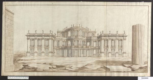 Veduta prospettica della villa di delizie Liechtenstein a Rossau presso Vienna