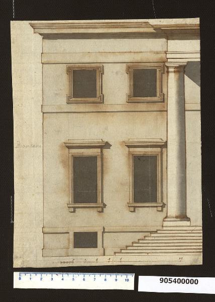 Porzione sinistra del prospetto principale della Villa Sardini a Pieve Santo Stefano