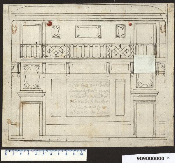 Sezione della sala nella Villa Sardini a Pieve Santo Stefano