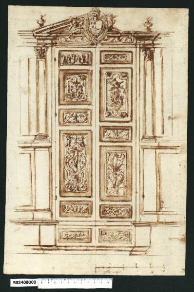 Decorazione di porta con lo stemma di Enrico IV re di Francia e di Navarra