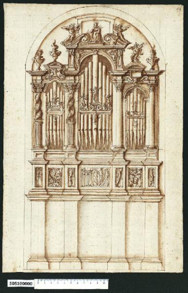 Prospetto di cantoria d'organo in arcata di chiesa