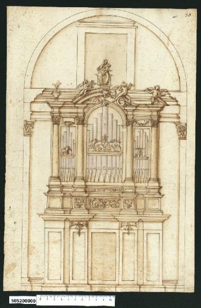 Prospetto di cantoria d'organo in arcata di chiesa