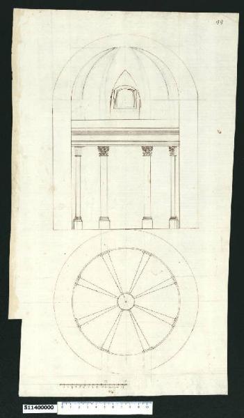 Pianta e sezione di tempietto circolare