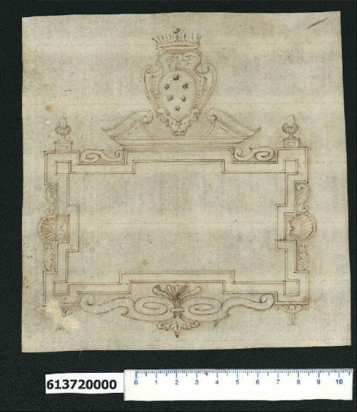 Prospetto di cornice con stemma della famiglia Medici