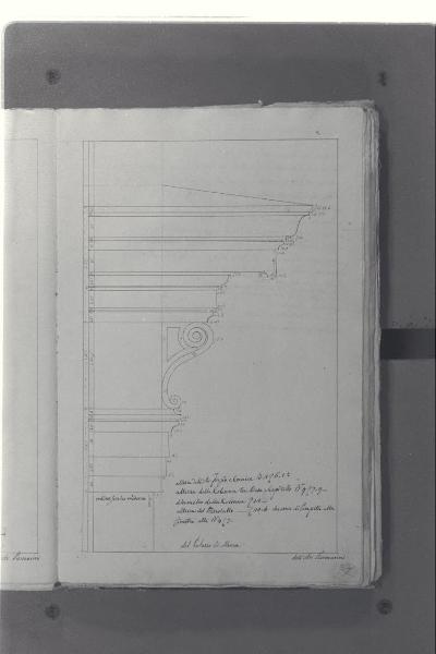 Dettagli architettonici di ordine ionico della Villa Reale di Monza