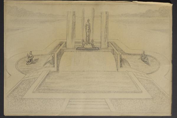 Disegno preparatorio per Fontana di Venere, Susanna e Diana per Salsomaggiore Terme
