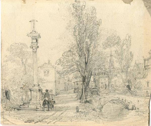 Il Borgo di Porta Orientale, studio per una vignetta dei i Promessi Sposi, edizione del 1840