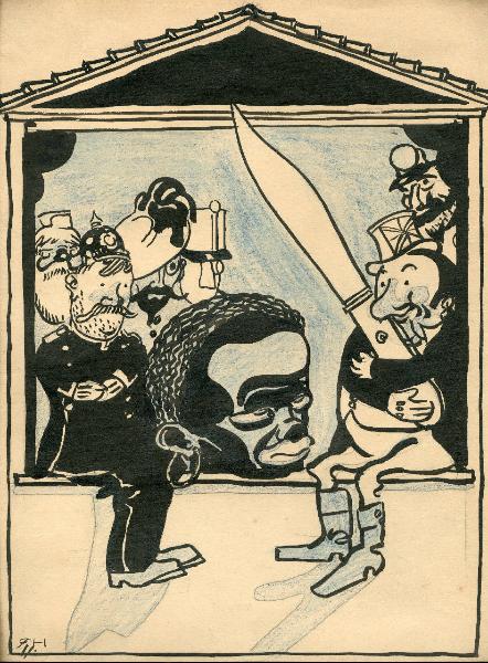 Vignetta umoristica dell'occupazione coloniale