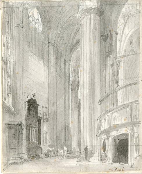 Interno del Duomo, braccio meridionale del retrocoro, veduto dal fondo dell'abside