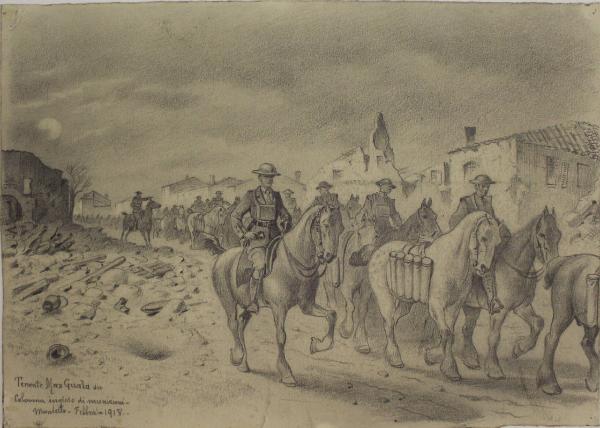 Colonna inglese di munizioni - Montello - Febbraio 1918.-