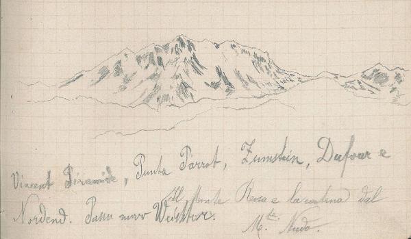 Vincent Piramide, Punta Parrot, Zumstein, Dufour e Norvent. Zum Weistor. II Monte Rosa e la catena del Monte Nudo.