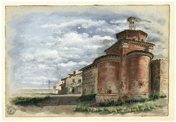 L'oratorio della cascina Pozzobonelli prima dei restauri. Veduta Posteriore