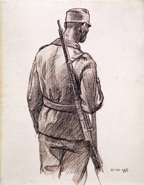 Studio per il dipinto "Il martirio di Cesare Battisti" - Soldato di profilo