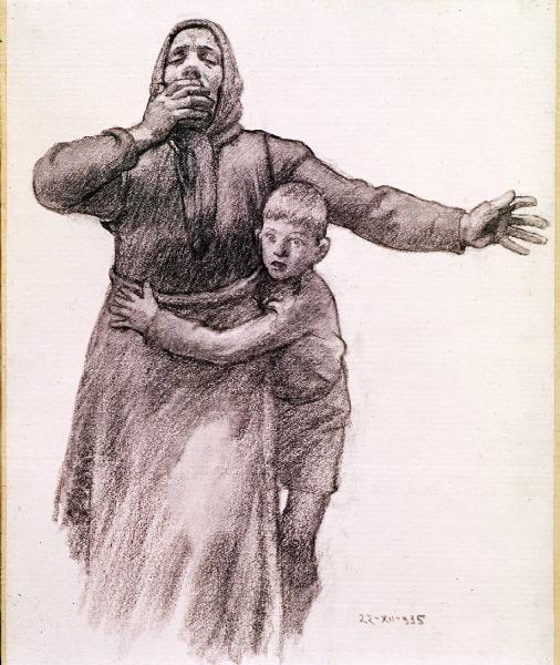 Studio per il dipinto "Il martirio di Cesare Battisti" - madre con figlio