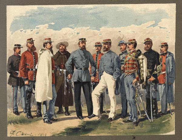 Titolo proprio: Uniformi di ufficiali delle truppe volontarie con Garibaldi nel 1860