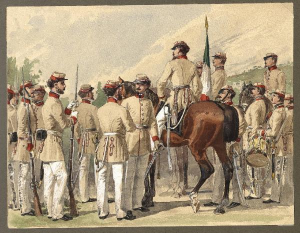 Titolo proprio: Guardie nazionale piemontese in tenuta da campagna 1859