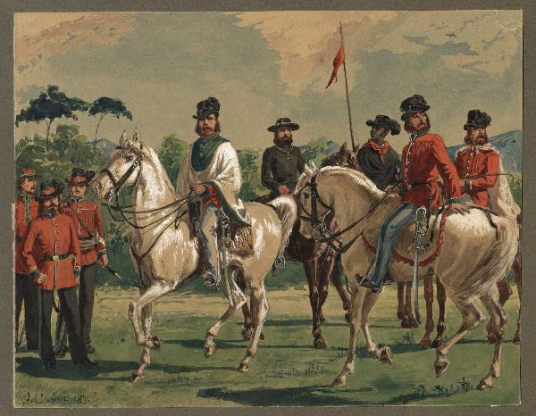 Titolo proprio: Garibaldi con ufficiali e sottufficiali della Legione Italiana nel 1849