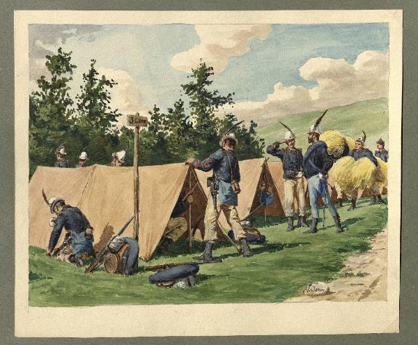 Titolo proprio: Alpini della 3° Compagnia e del 6° Reggimento in attendamento al campo